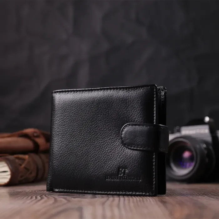 Відмінний горизонтальний гаманець для чоловіків із натуральної шкіри ST Leather 22465 Чорний