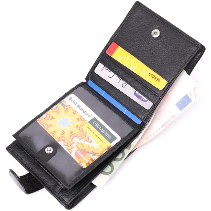 Відмінний горизонтальний гаманець для чоловіків із натуральної шкіри ST Leather 22465 Чорний
