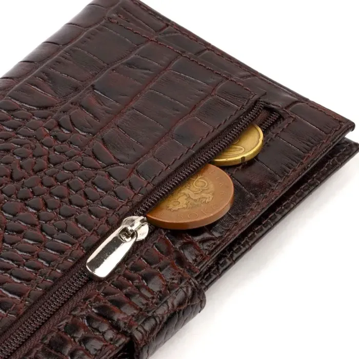 Відмінний купюрник для чоловіків з натуральної шкіри з тисненням під крокодила CANPELLINI 21917 Коричневий