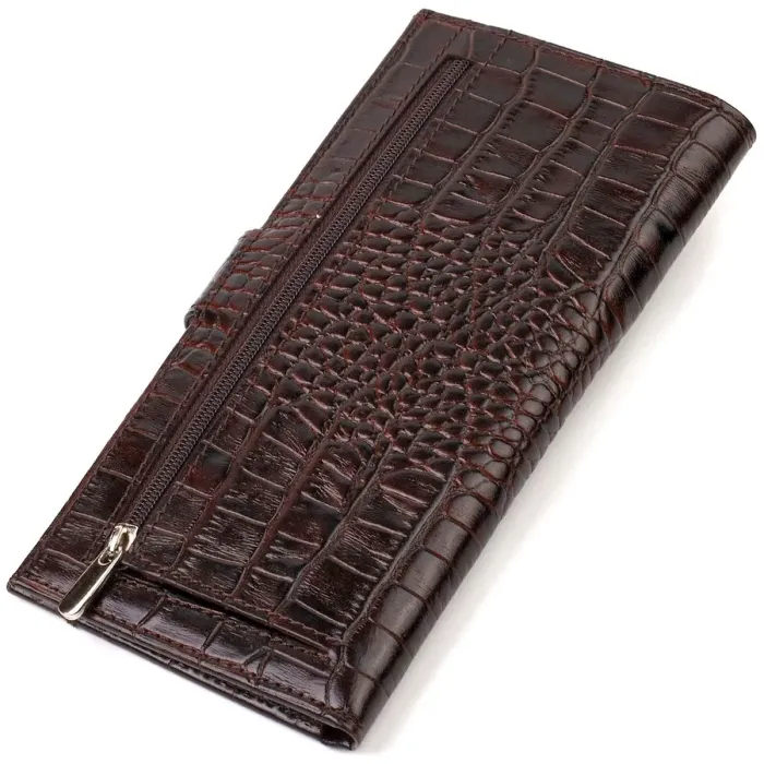 Відмінний купюрник для чоловіків з натуральної шкіри з тисненням під крокодила CANPELLINI 21917 Коричневий
