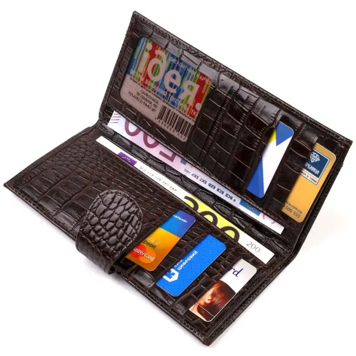 Відмінний купюрник для чоловіків з натуральної шкіри з тисненням під крокодила CANPELLINI 21917 Коричневий