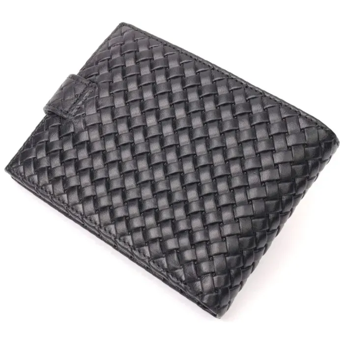 Плетенный мужской кошелек из натуральной кожи KARYA 21200 Черный