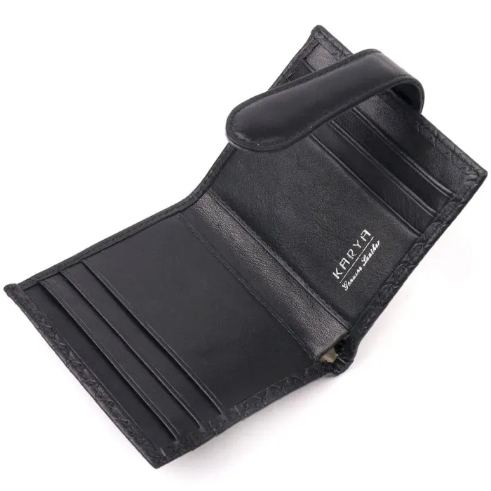 Плетений жіночий гаманець з натуральної шкіри KARYA 20954 Чорний