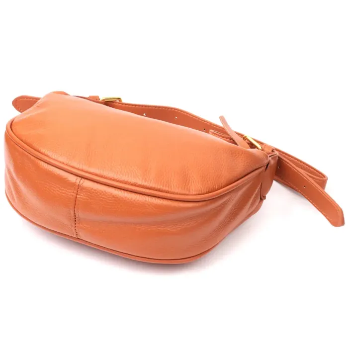 Напівкругла сумка жіноча з однією плечевою лямкою з натуральної шкіри Vintage 22370 Коричнева