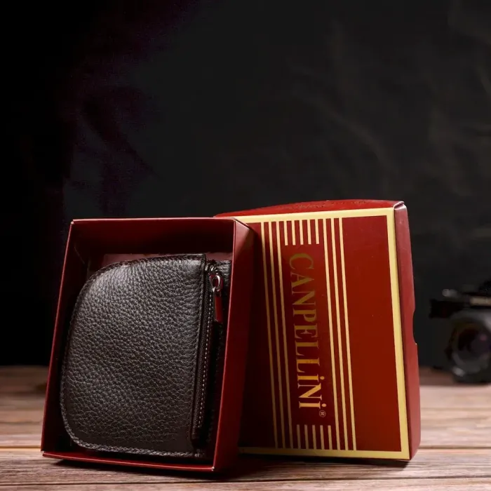 Напівкруглий портмоне жіночий з натуральної шкіри флотар CANPELLINI 21835 Коричневе