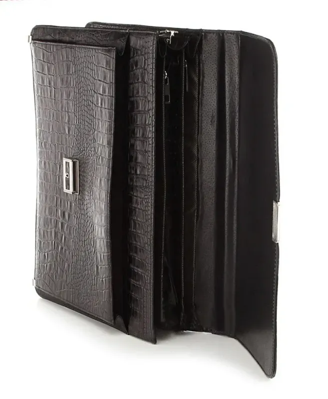 Портфель діловий SHVIGEL 00362 із натуральної шкіри Чорний