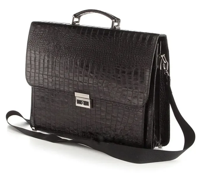 Портфель діловий SHVIGEL 00362 із натуральної шкіри Чорний