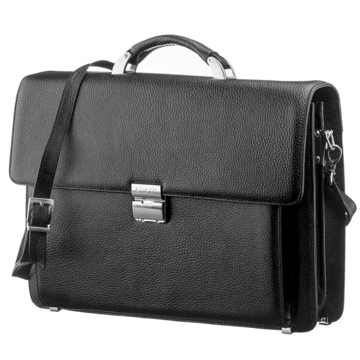 Чоловічий портфель KARYA 17221 шкіряний Чорний флотар