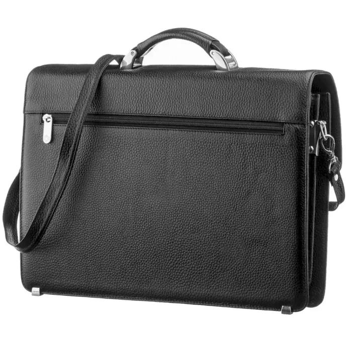Чоловічий портфель KARYA 17221 шкіряний Чорний флотар
