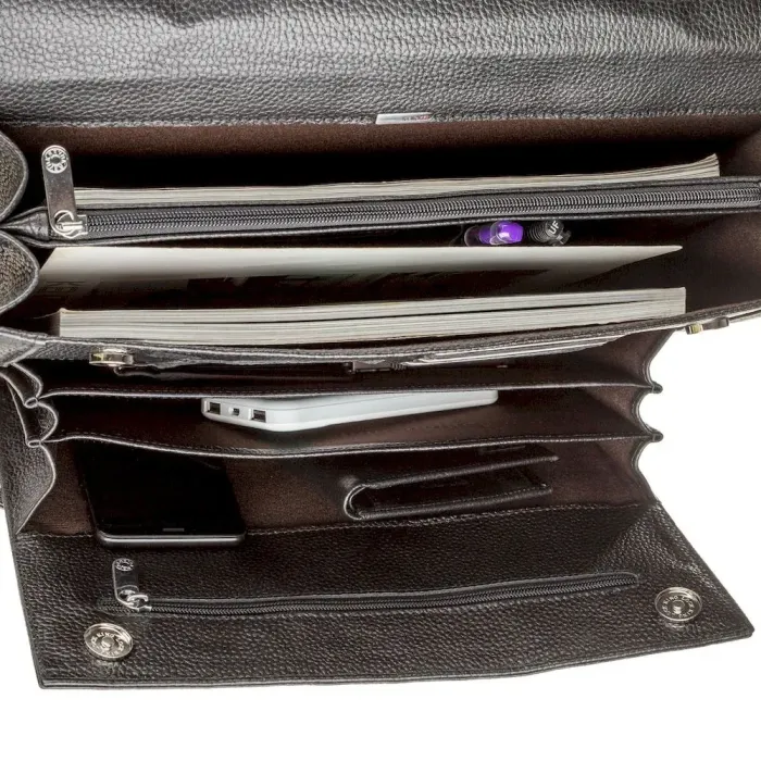 Чоловічий портфель KARYA 17221 шкіряний Чорний флотар