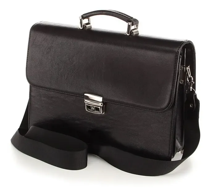 Портфель SHVIGEL 00367 із натуральної шкіри Чорний