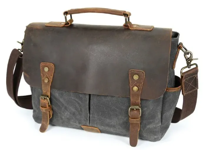 Портфель текстильний Vintage 20063 Сірий