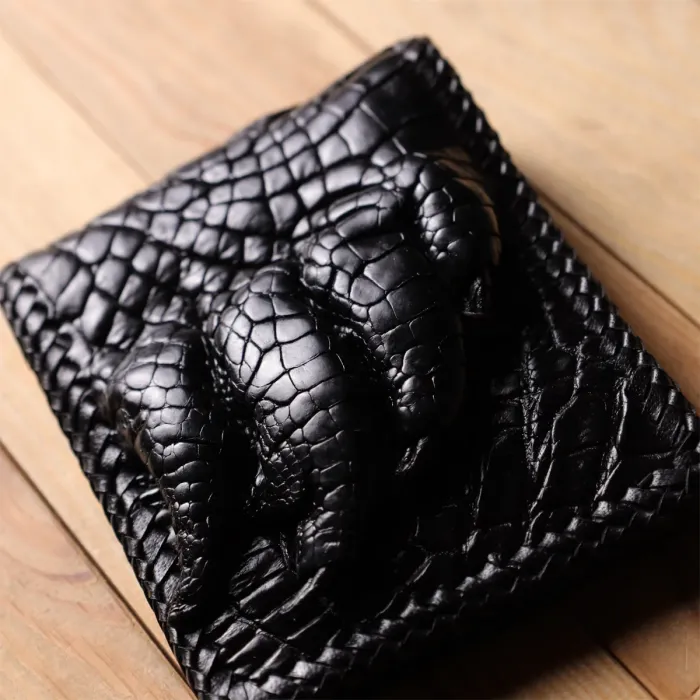 Портмоне CROCODILE LEATHER 18004 з натуральної шкіри крокодила Чорне