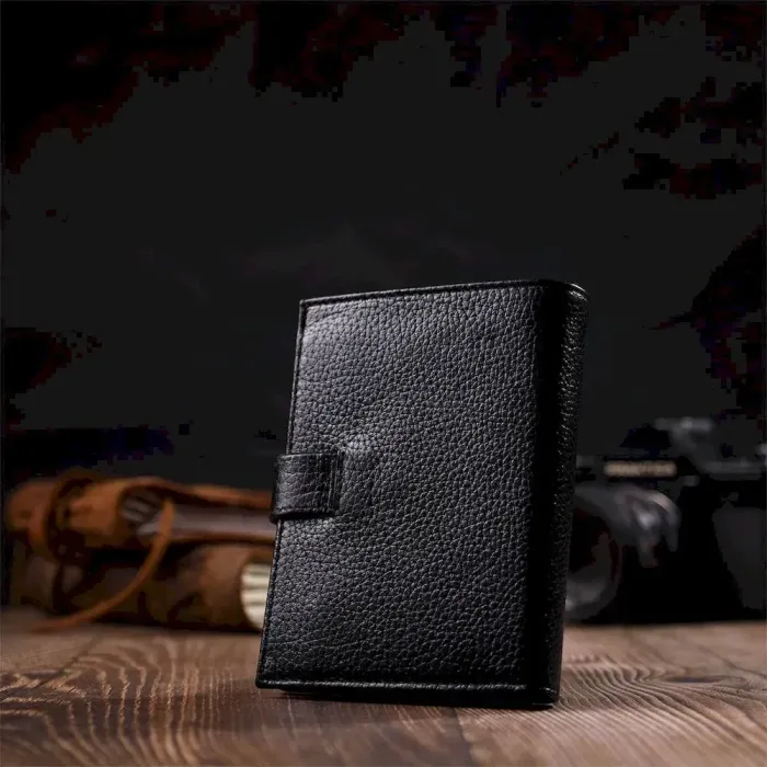 Портмоне для чоловіків з натуральної зернистої шкіри BOND 22055 Чорний