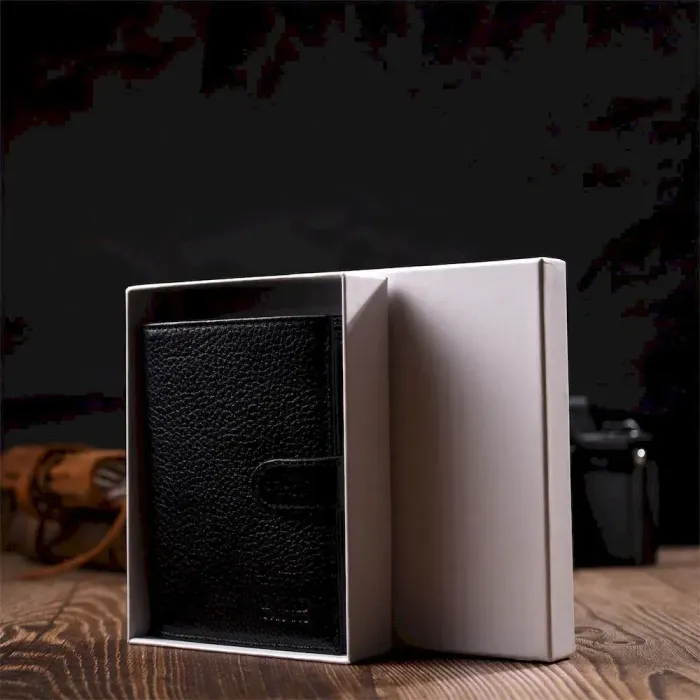 Портмоне для чоловіків з натуральної зернистої шкіри BOND 22055 Чорний