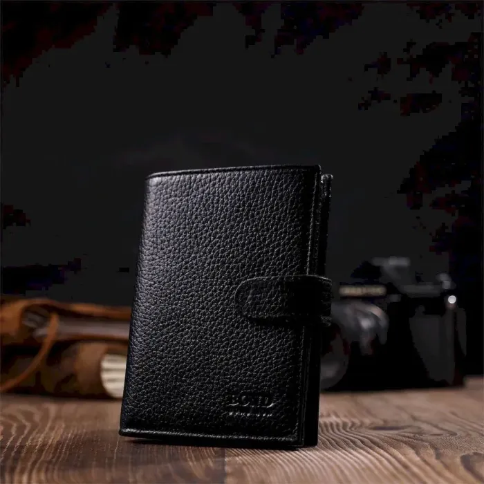 Портмоне для чоловіків з натуральної зернистої шкіри BOND 22055 Чорний