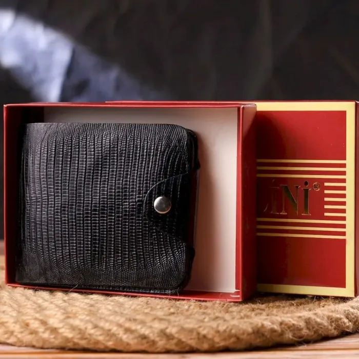 Портмоне для чоловіків у два складення з натуральної фактурної шкіри CANPELLINI 21575 Чорне