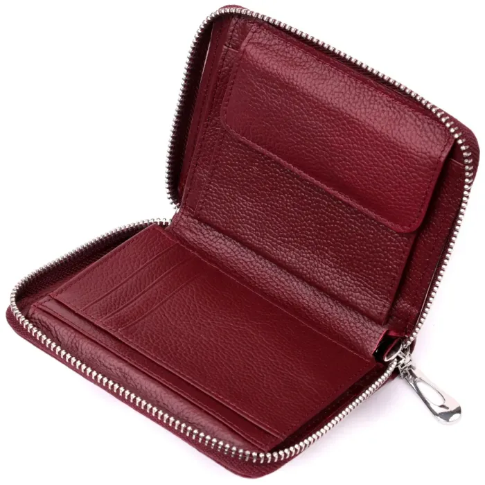 Портмоне для женщин на молнии из натуральной кожи ST Leather 19487 Бордовый