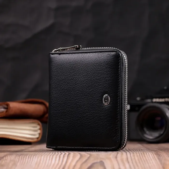 Портмоне для жінок на блискавці в класичному кольорі з натуральної шкіри ST Leather 19488 Чорний