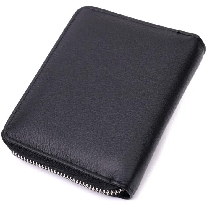 Портмоне для жінок на блискавці в класичному кольорі з натуральної шкіри ST Leather 19488 Чорний