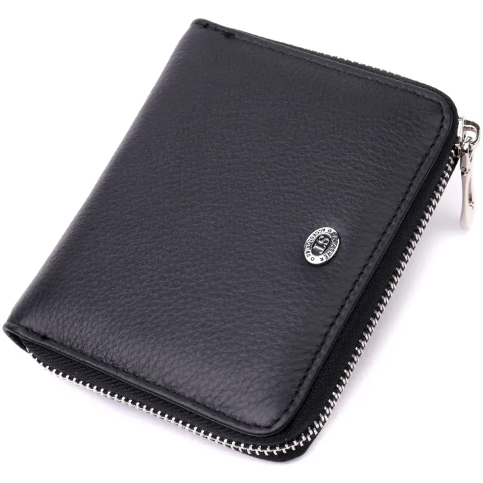 Портмоне для жінок на блискавці в класичному кольорі з натуральної шкіри ST Leather 19488 Чорний