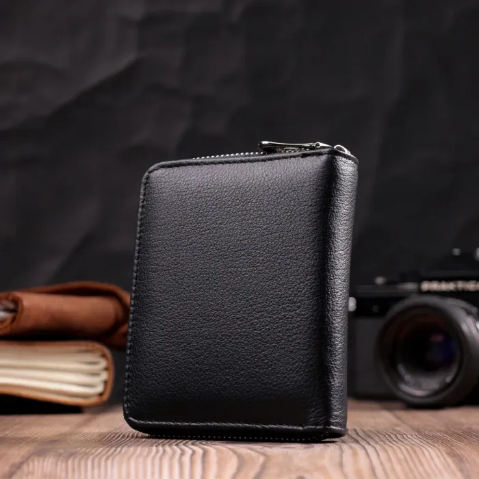 Портмоне для жінок на блискавці в класичному кольорі з натуральної шкіри ST Leather 19488 Чорний