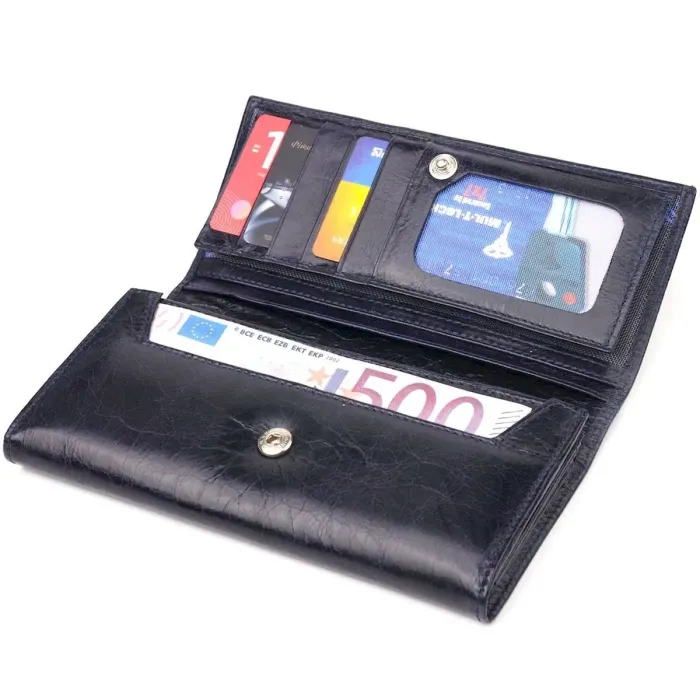 Портмоне для жінок з монетницею з натуральної шкіри CANPELLINI 21533 Синє