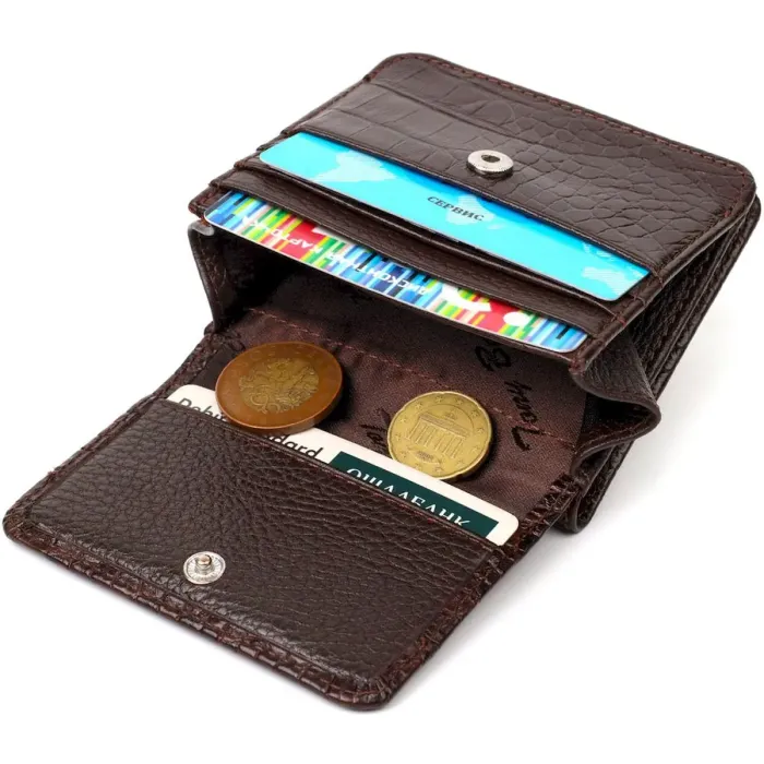 Портмоне из натуральной кожи с тиснением под крокодила Tony Bellucci 22022 Коричневый