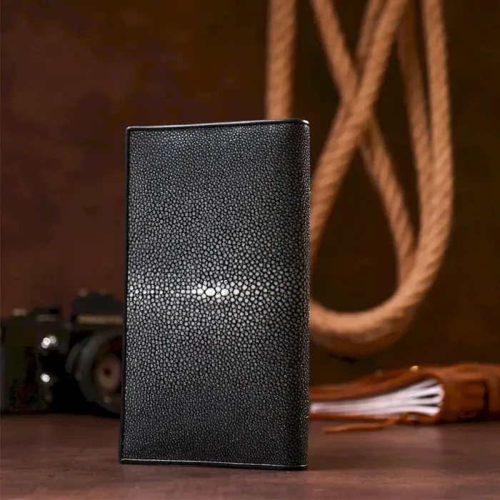 Портмоне STINGRAY LEATHER 18093 із натуральної шкіри морського ската Чорне