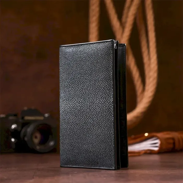 Портмоне STINGRAY LEATHER 18093 із натуральної шкіри морського ската Чорне