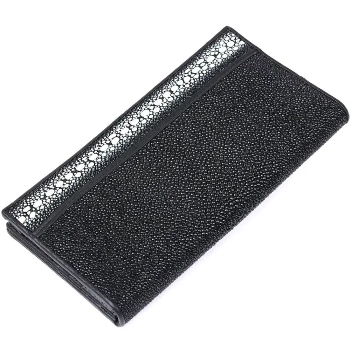 Портмоне STINGRAY LEATHER 18098 із натуральної шкіри морського ската Чорне