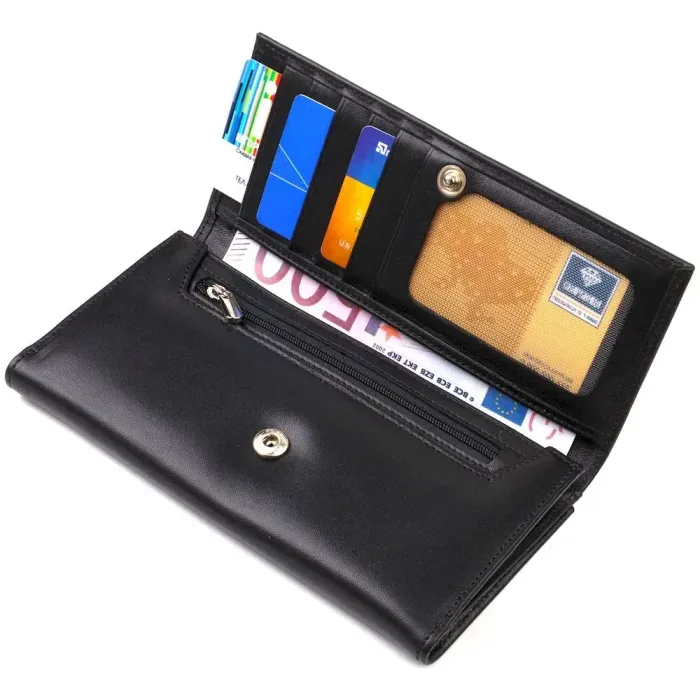 Портмоне унісекс з натуральної гладкої шкіри CANPELLINI 21855 Чорне