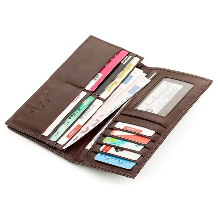 Портмоне вертикальне CROCODILE LEATHER 18266 з натуральної шкіри крокодила Коричневе