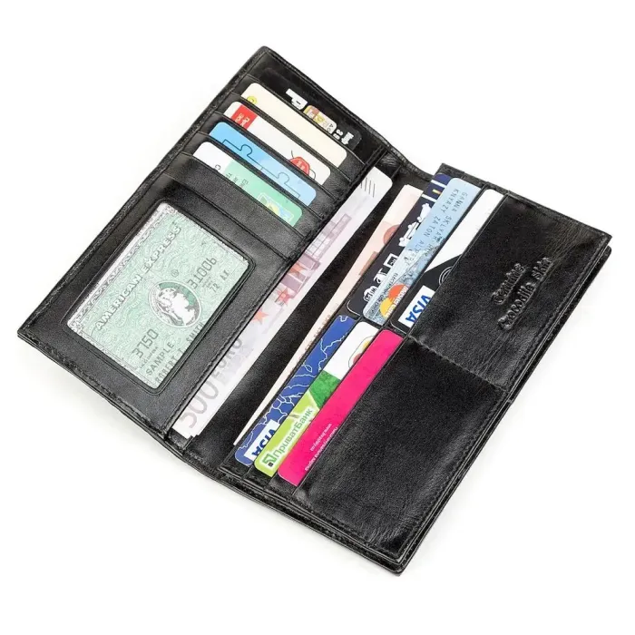 Портмоне вертикальне CROCODILE LEATHER 18267 із натуральної шкіри крокодила Чорне