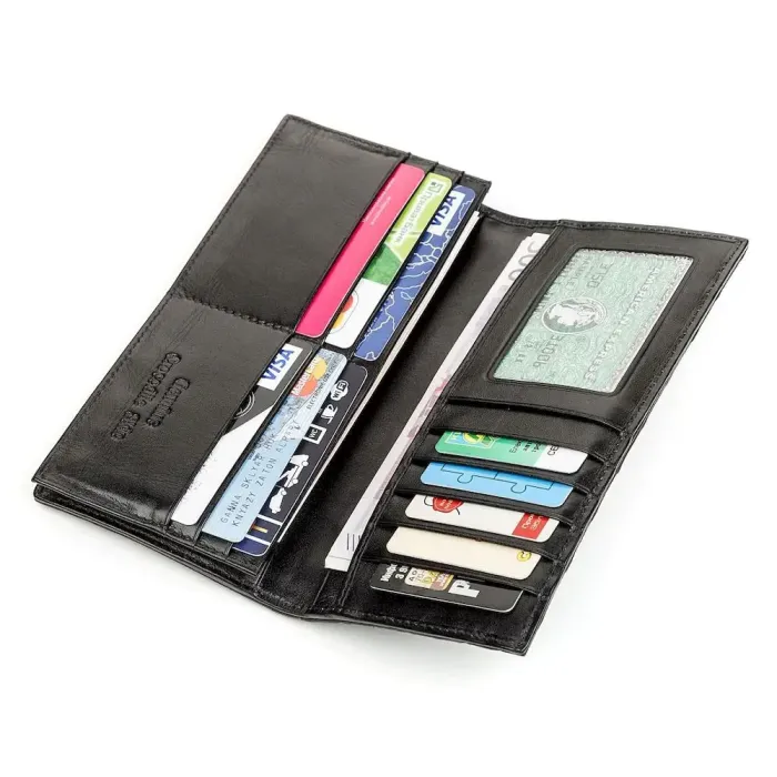 Портмоне вертикальне CROCODILE LEATHER 18267 із натуральної шкіри крокодила Чорне