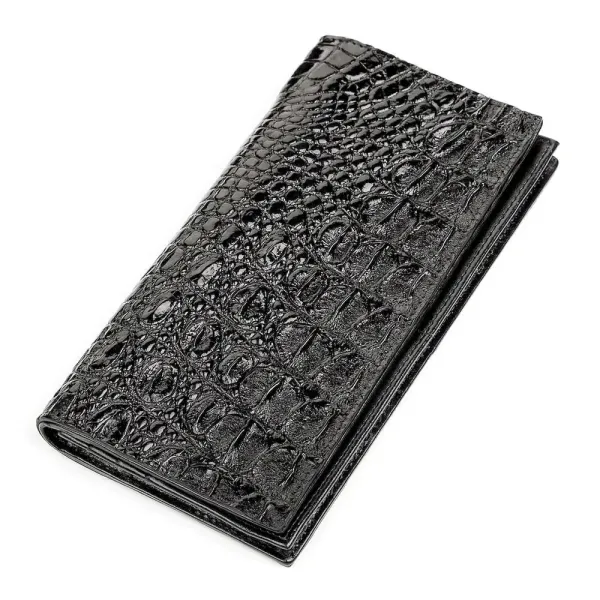 Портмоне вертикальне CROCODILE LEATHER 18267 із натуральної шкіри крокодила Чорне