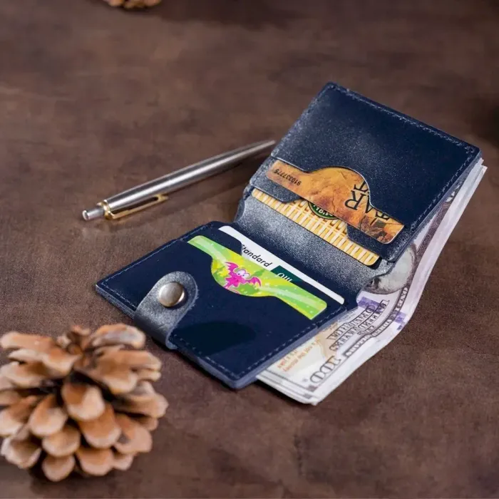 Недорогое портмоне вертикальное мужское кожаное SHVIGEL 16220 Синее