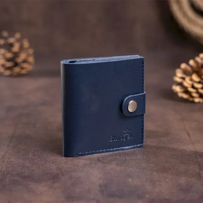 Недорогое портмоне вертикальное мужское кожаное SHVIGEL 16220 Синее