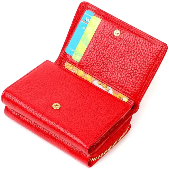 Жіноче портмоне в три складення з натуральної шкіри Tony Bellucci 22023 Червоний