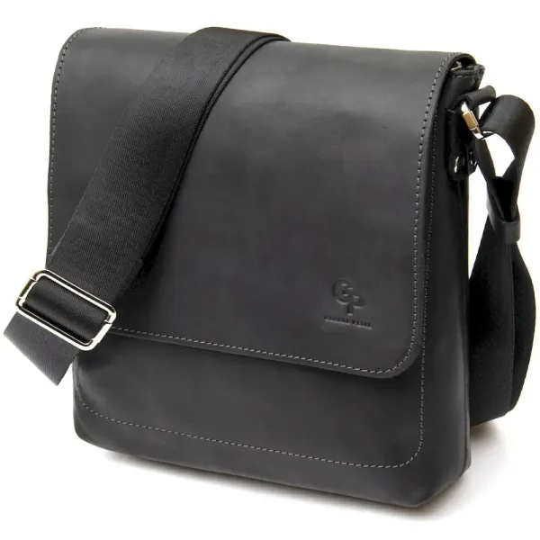 Практична шкіряна чоловіча сумка GRANDE PELLE 11431 Чорний