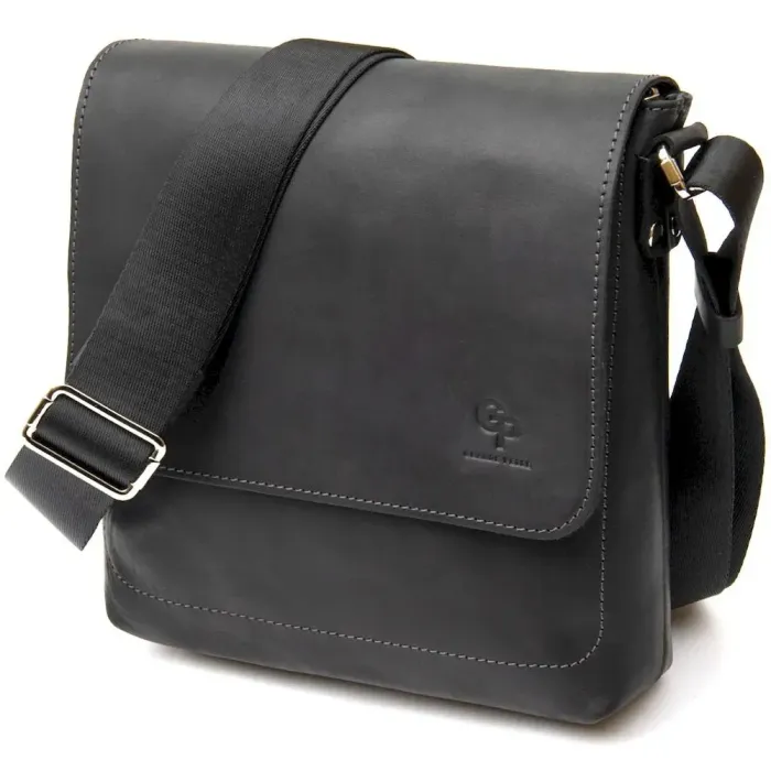 Практична шкіряна чоловіча сумка GRANDE PELLE 11431 Чорний