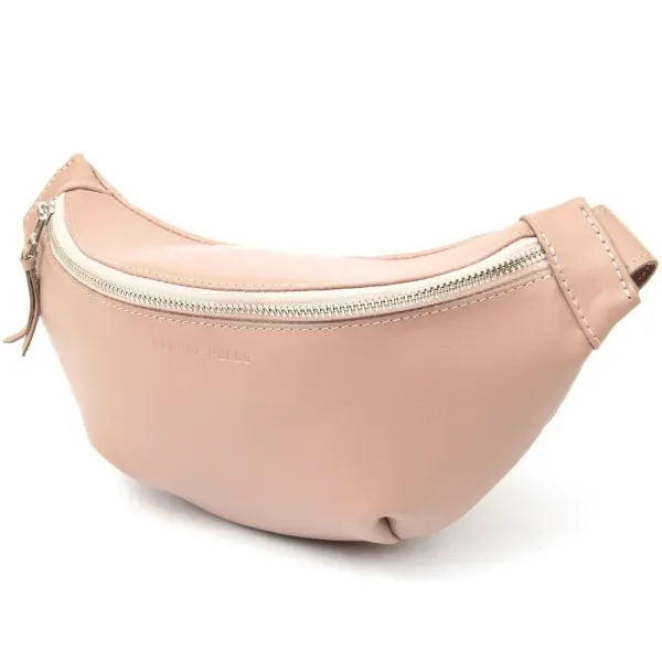 Практична шкіряна жіноча поясна сумка GRANDE PELLE 11359 Рожевий