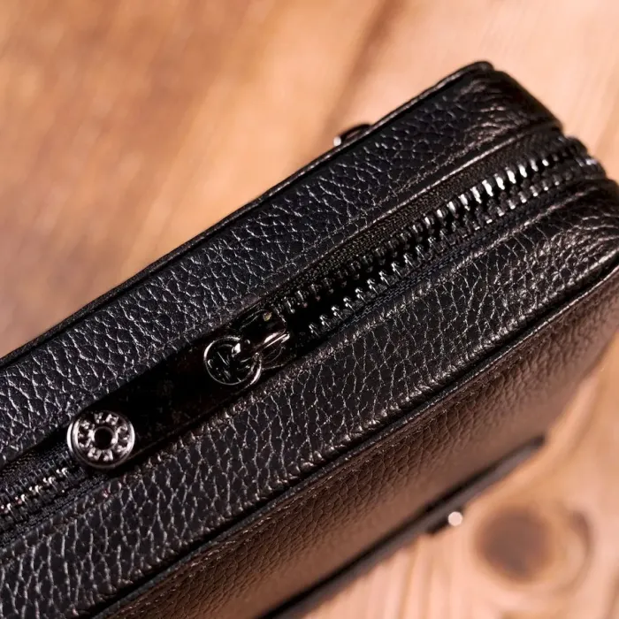 Практичная мужская барсетка KARYA 20856 кожаная Черный