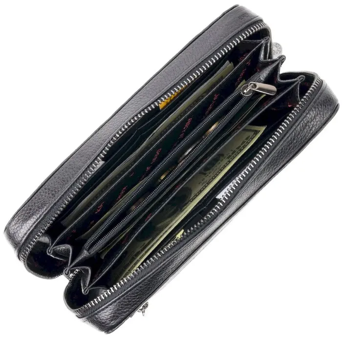 Практичная мужская барсетка KARYA 20856 кожаная Черный