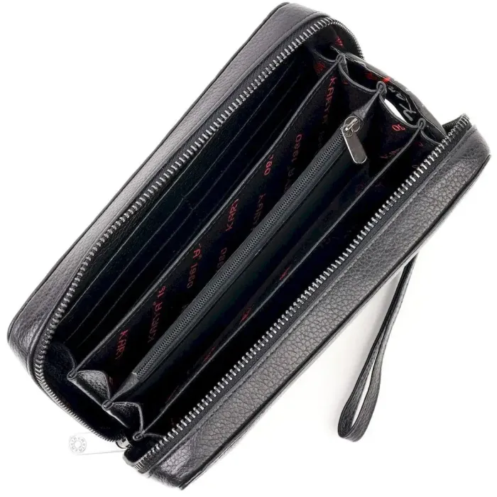 Практичная мужская барсетка KARYA 20856 кожаная Черный