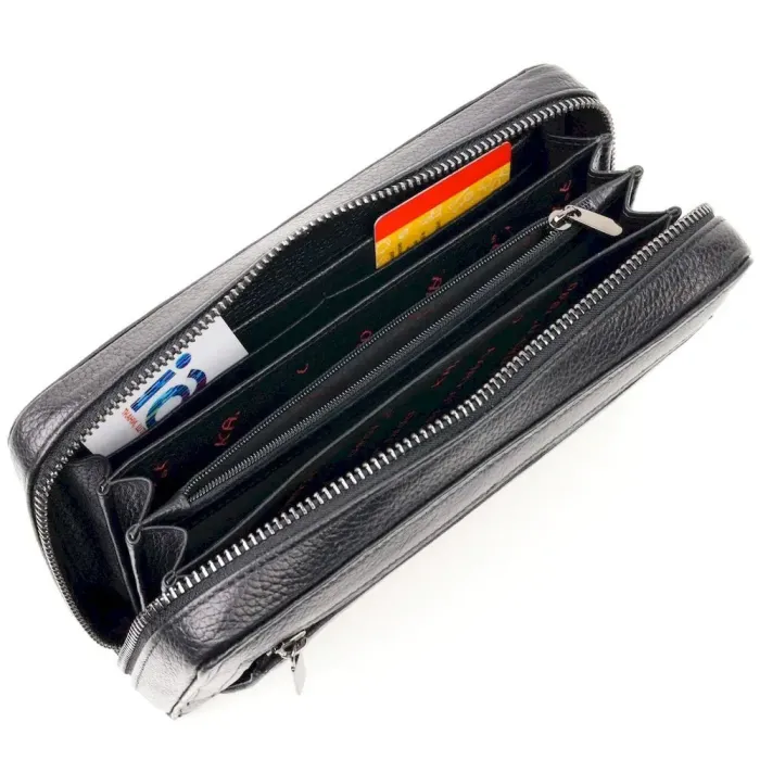 Практичная мужская барсетка KARYA 20856 кожаная Черный