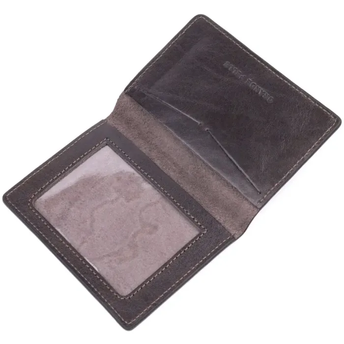 Практична обкладинка із глянсової шкіри на військовий квиток Карта GRANDE PELLE 16778 Коричнева