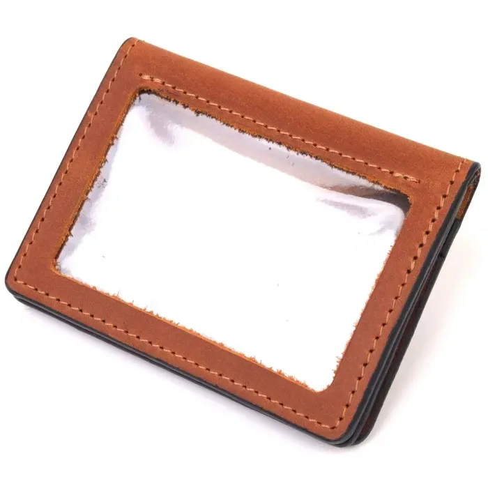 Практичная обложка на автодокументы в винтажной коже Сердце GRANDE PELLE 16711 Светло-коричневая