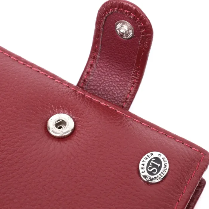 Практична візитниця з натуральної шкіри ST Leather 22468 Бордовий