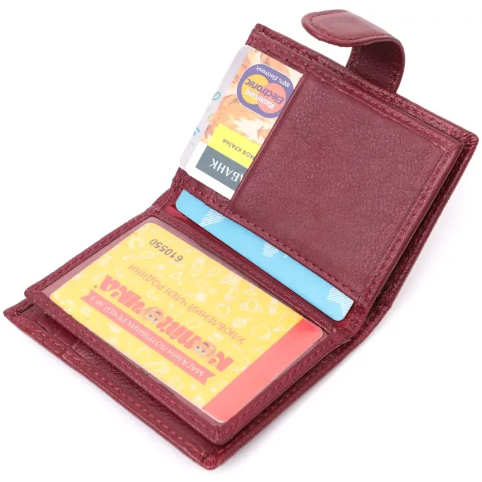 Практична візитниця з натуральної шкіри ST Leather 22468 Бордовий